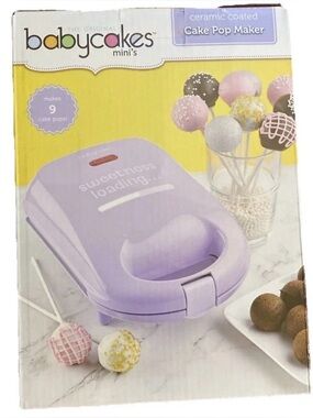 Never Opened Babycakes Mini Cake Pop Maker Purple Electric & Non-Stick Makes 9